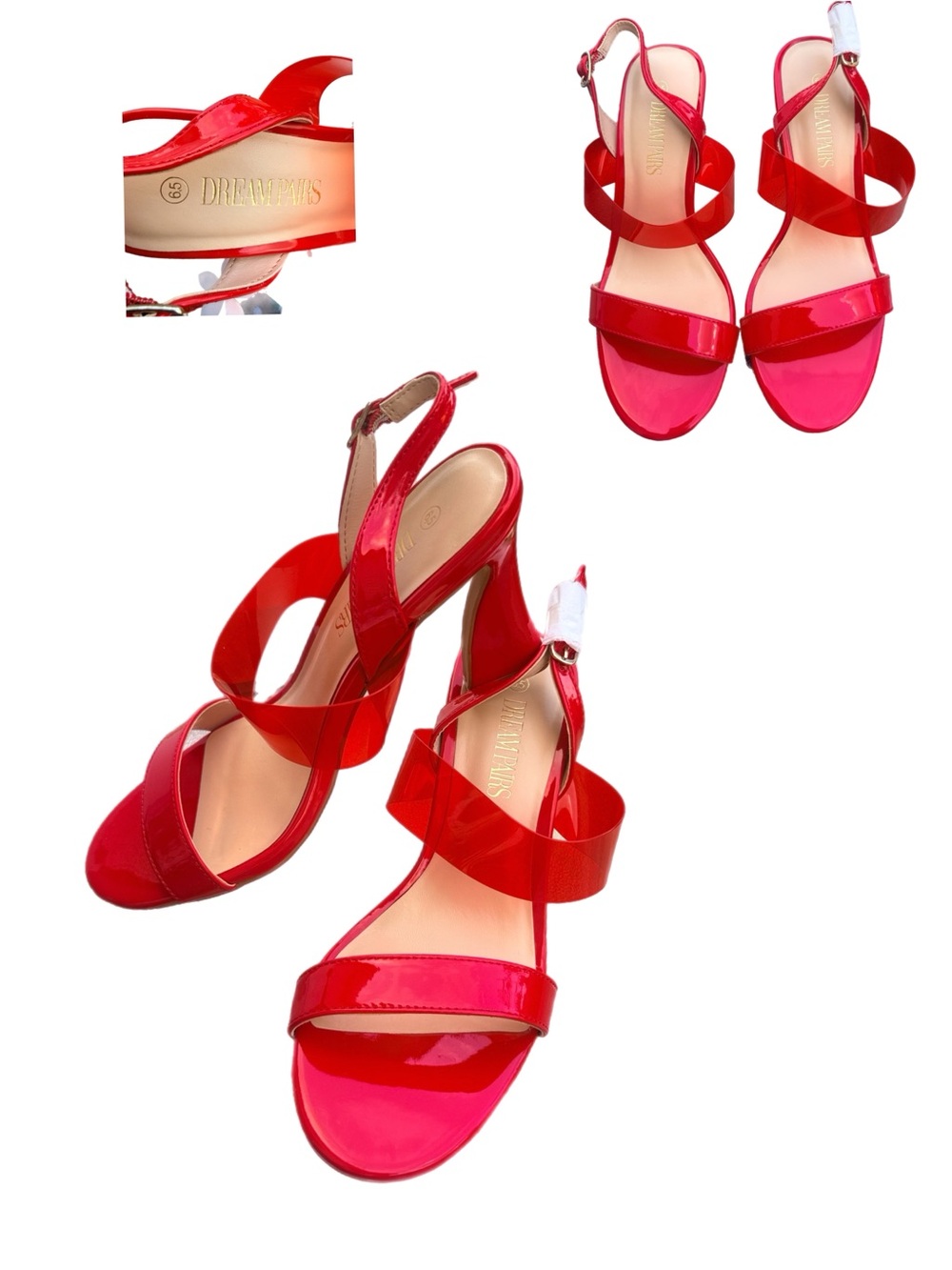Dream Pairs Red Strappy Block Heel Shoes